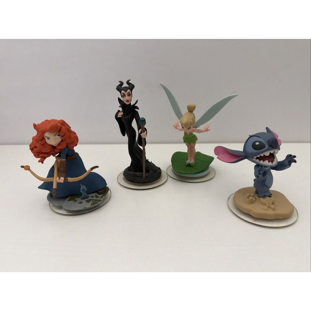Lot Of 4 Disney Infinity 2.0 Merida Maleficent Tinker Bell Stitch Tested